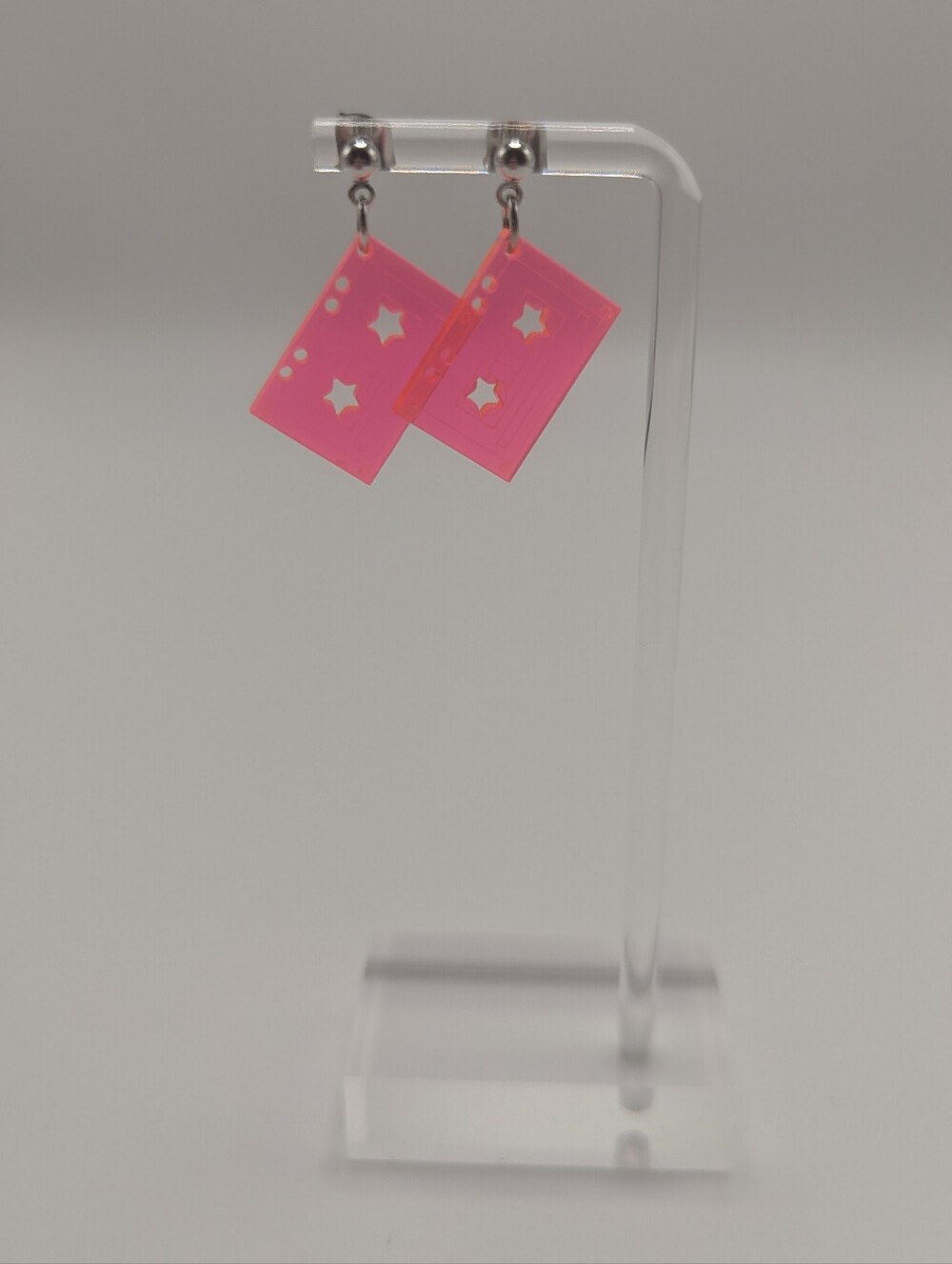 Pink Retro Cassette Tape Dangle Earrings - Unbranded